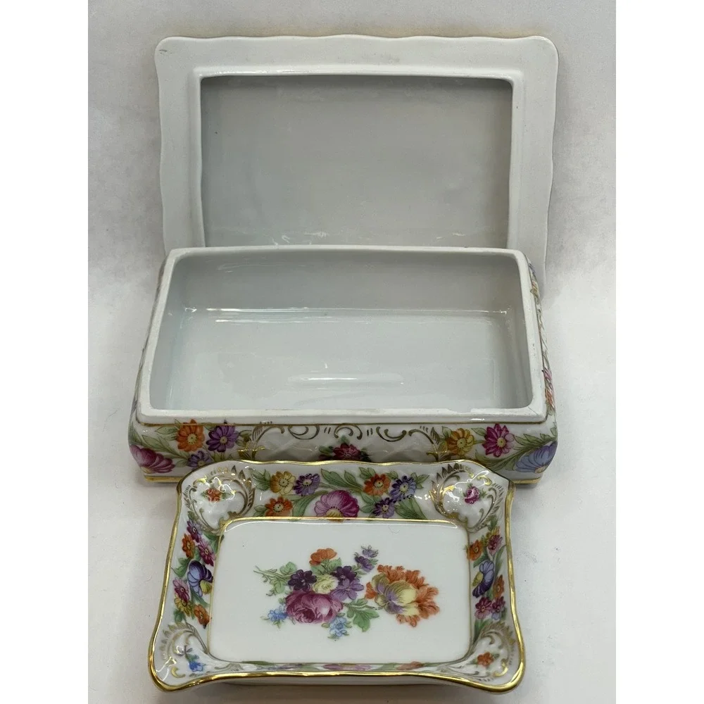 Vintage Schumann Bavaria Arzberg Germany  Porcelain Jewelry‎ Box & Trinket Dish